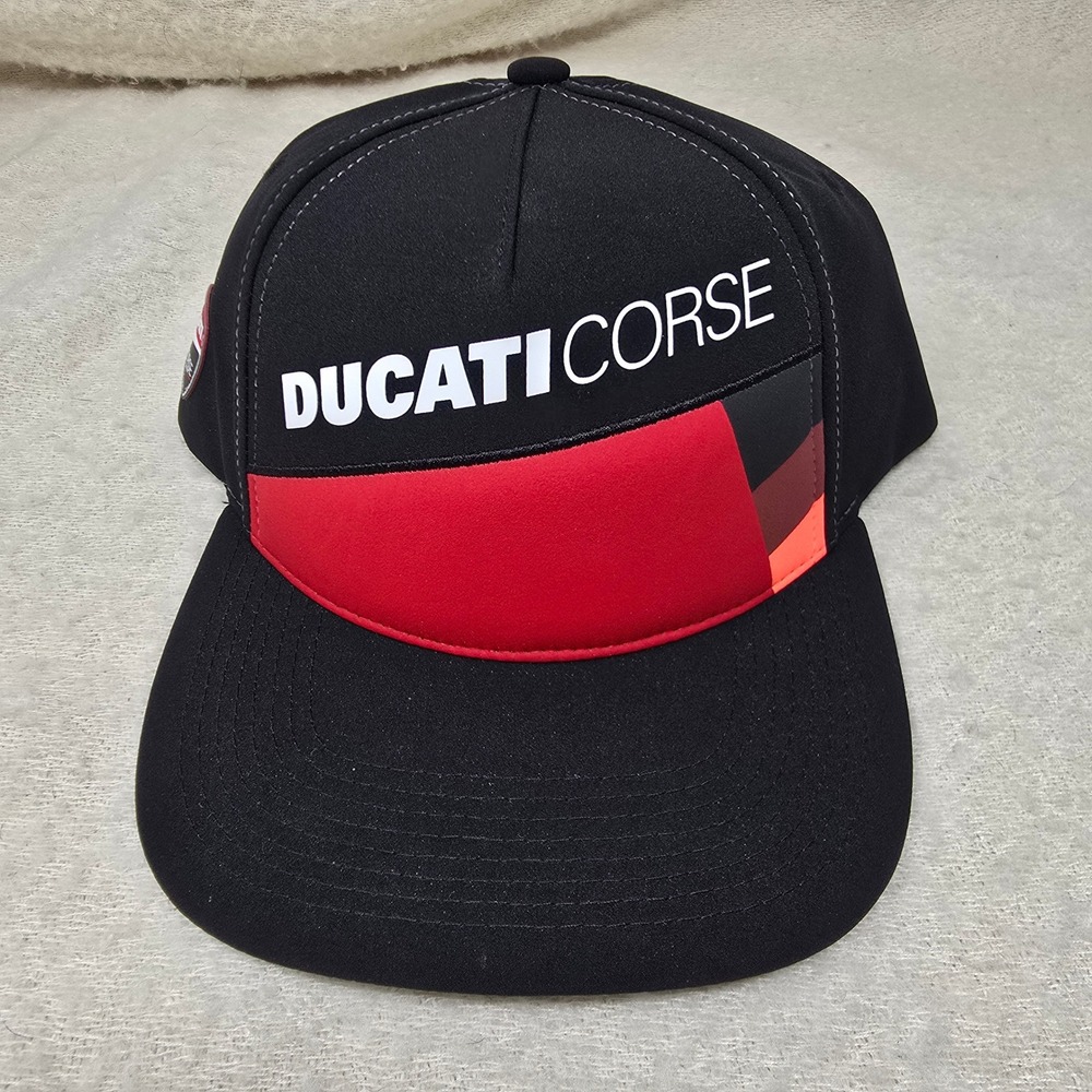 Ducati Corse Hat‎ Mens Black Red Snapback Racing Baseball Cap Logo